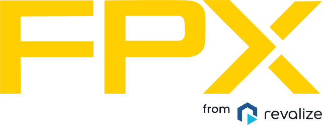 Large yellow letters FPX with the words from revalize and the Revalize logo in the bottom right corner on a light background.